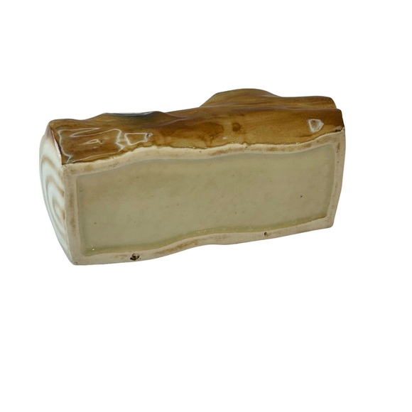 Vintage Ceramic Squirrel and Log Miniature Planter-Woodland Forest Decor - Picture 5 of 9